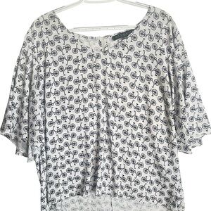 Eloquii Black and White Boxy 3/4 Sleeve Blouse